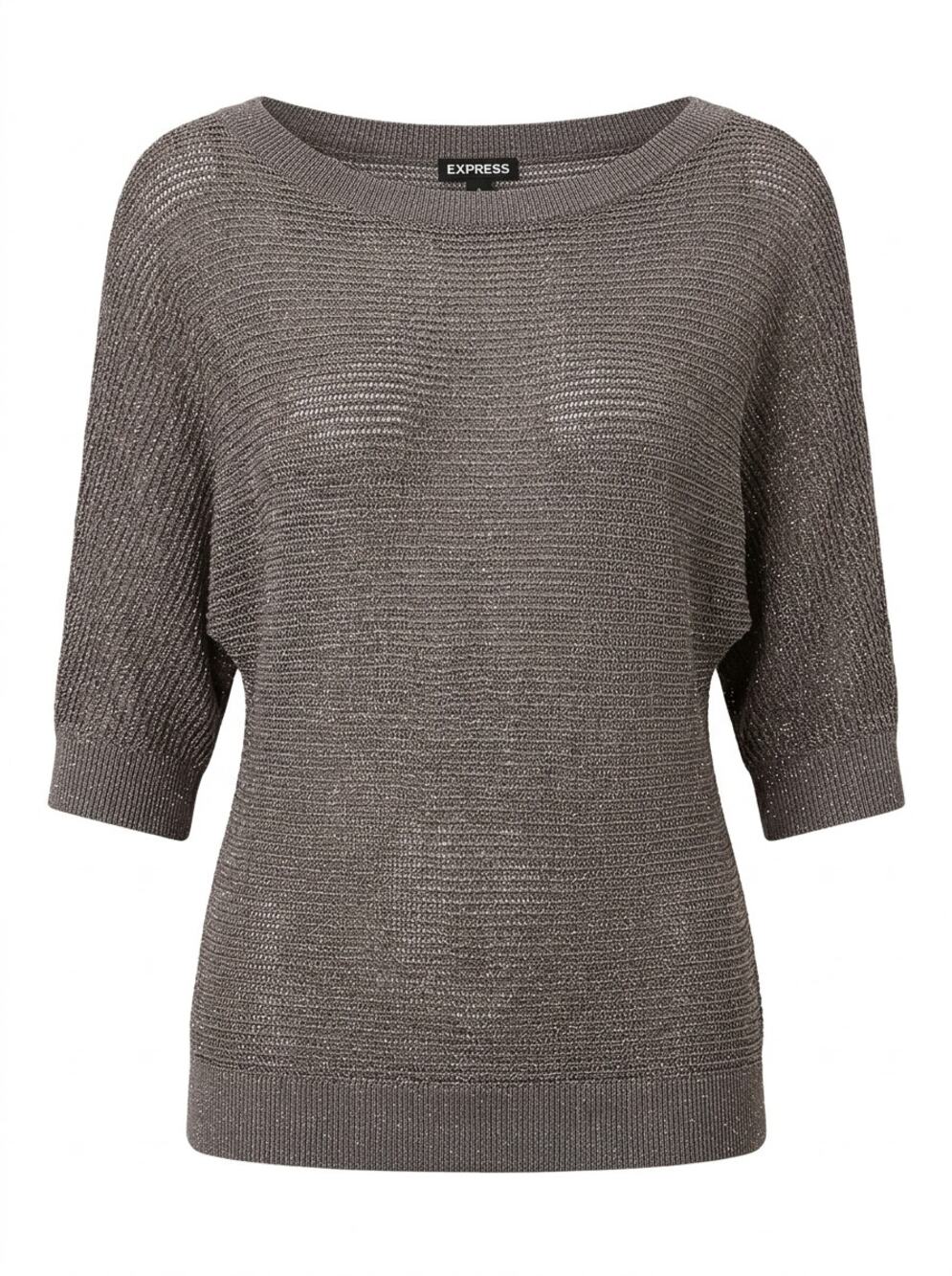 Express Gray Boat Neck Knit Dolman Sleeve Sweater Women Size S/P